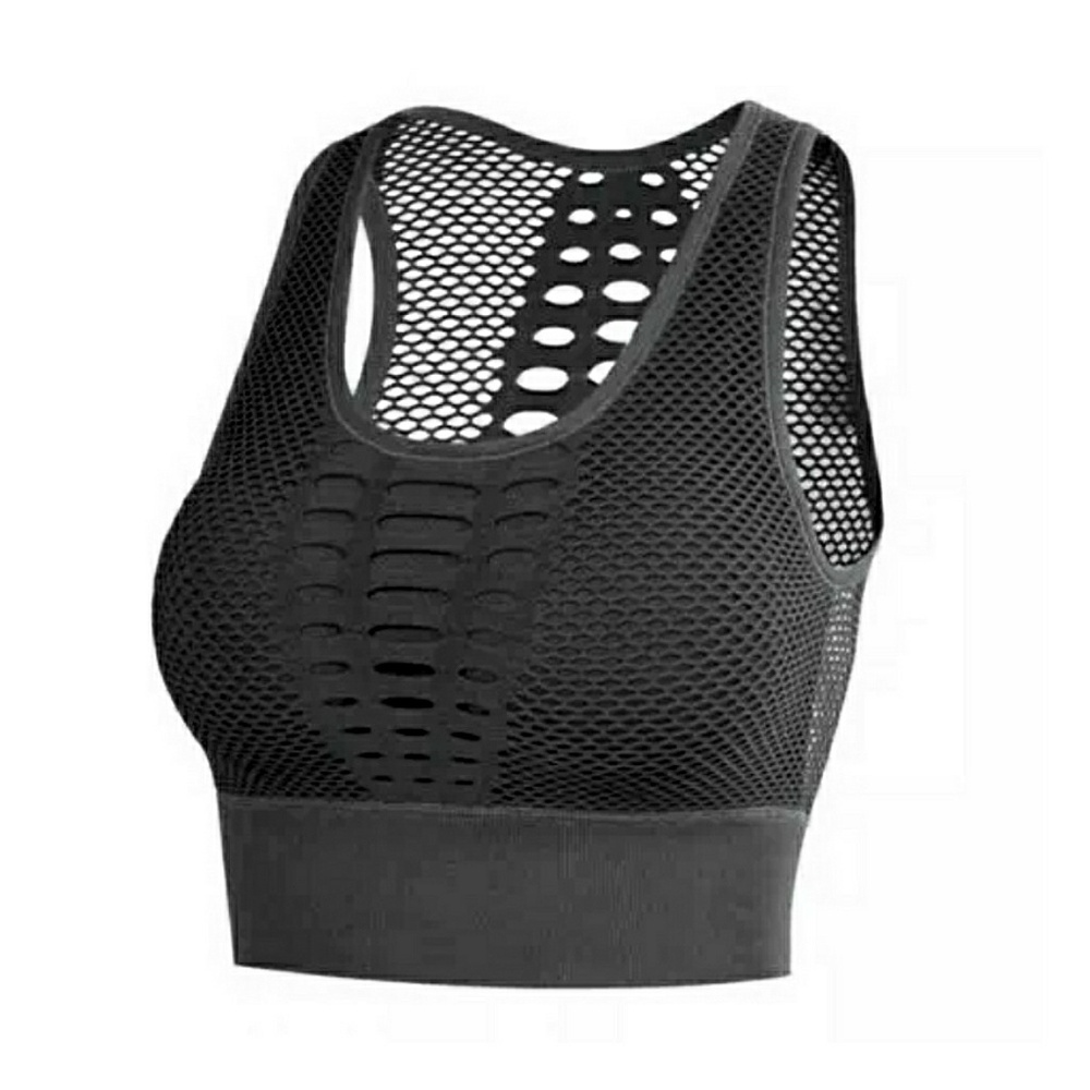 NEW - STRETCHY BLACK CUTOUT YOGA/SPORTS BRA - Picture 2 of 5